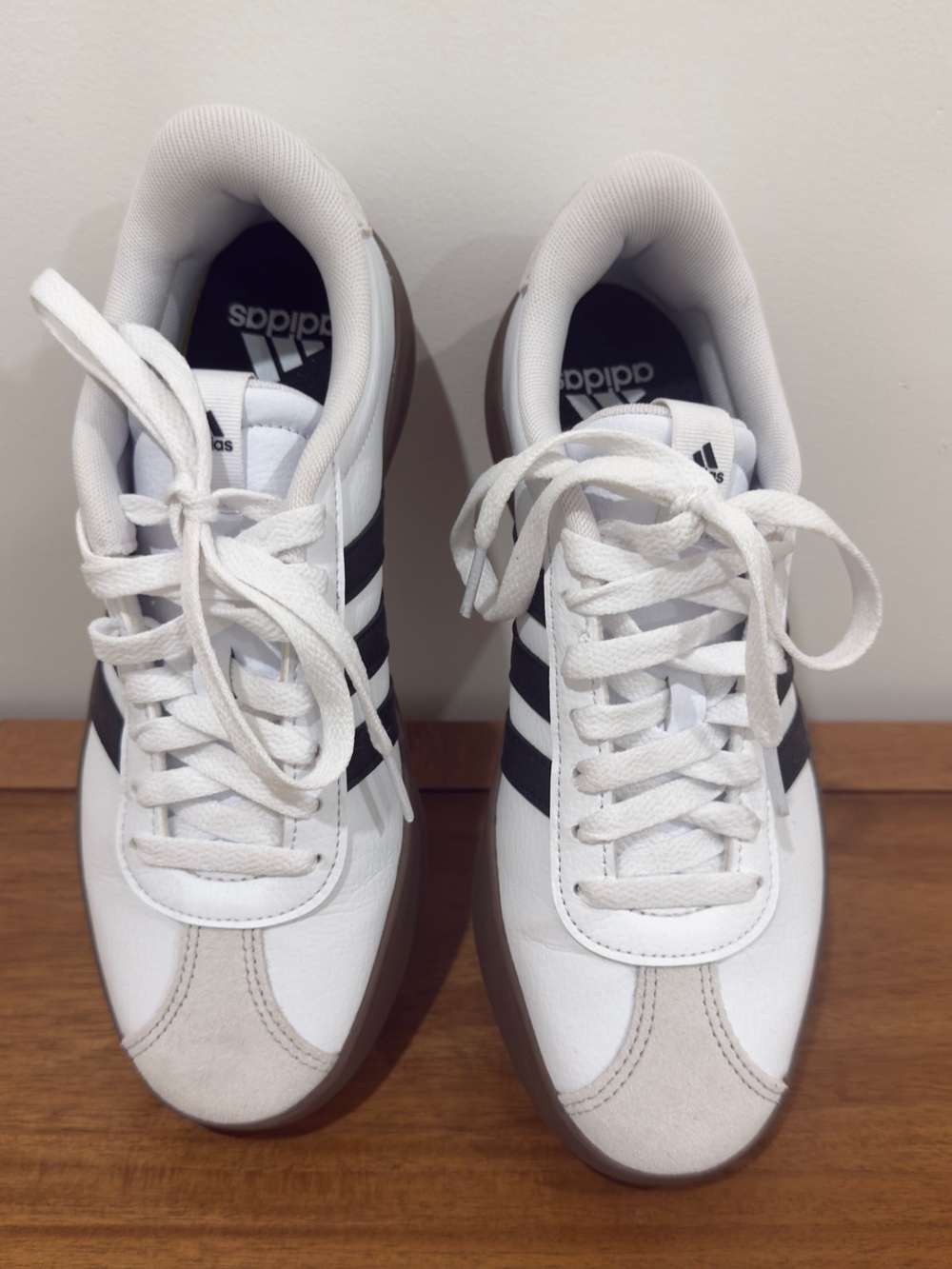 adidas Men’s White Sneakers with Black Three Stripes